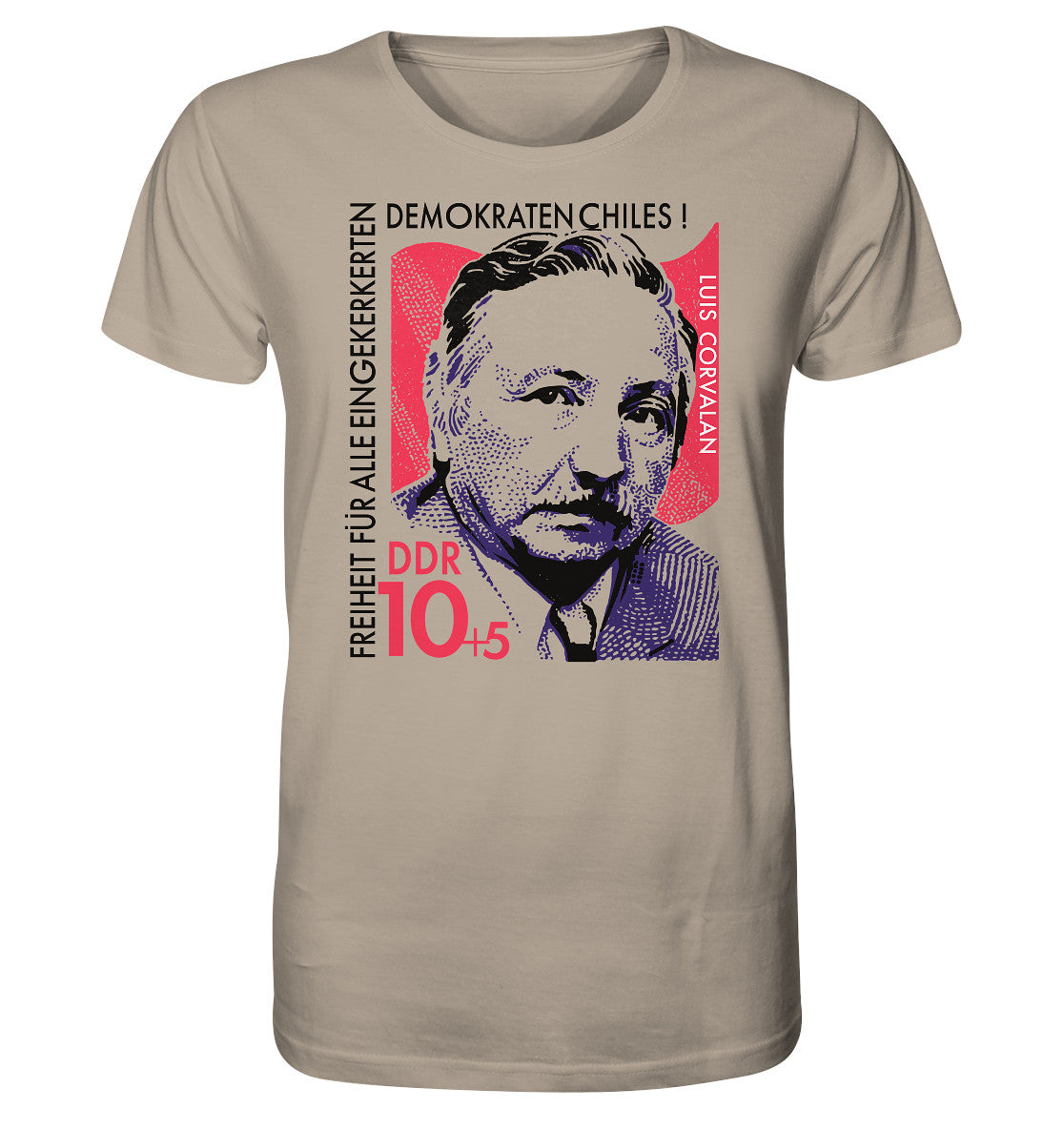 ORGANIC SHIRT UNISEX • DDR BRIEFMARKE - FREIHEIT FÜR LUIS CORVALAN