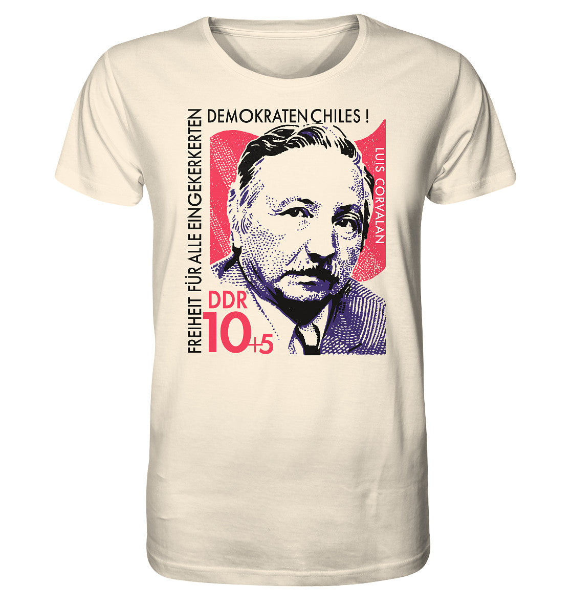 ORGANIC SHIRT UNISEX • DDR BRIEFMARKE - FREIHEIT FÜR LUIS CORVALAN