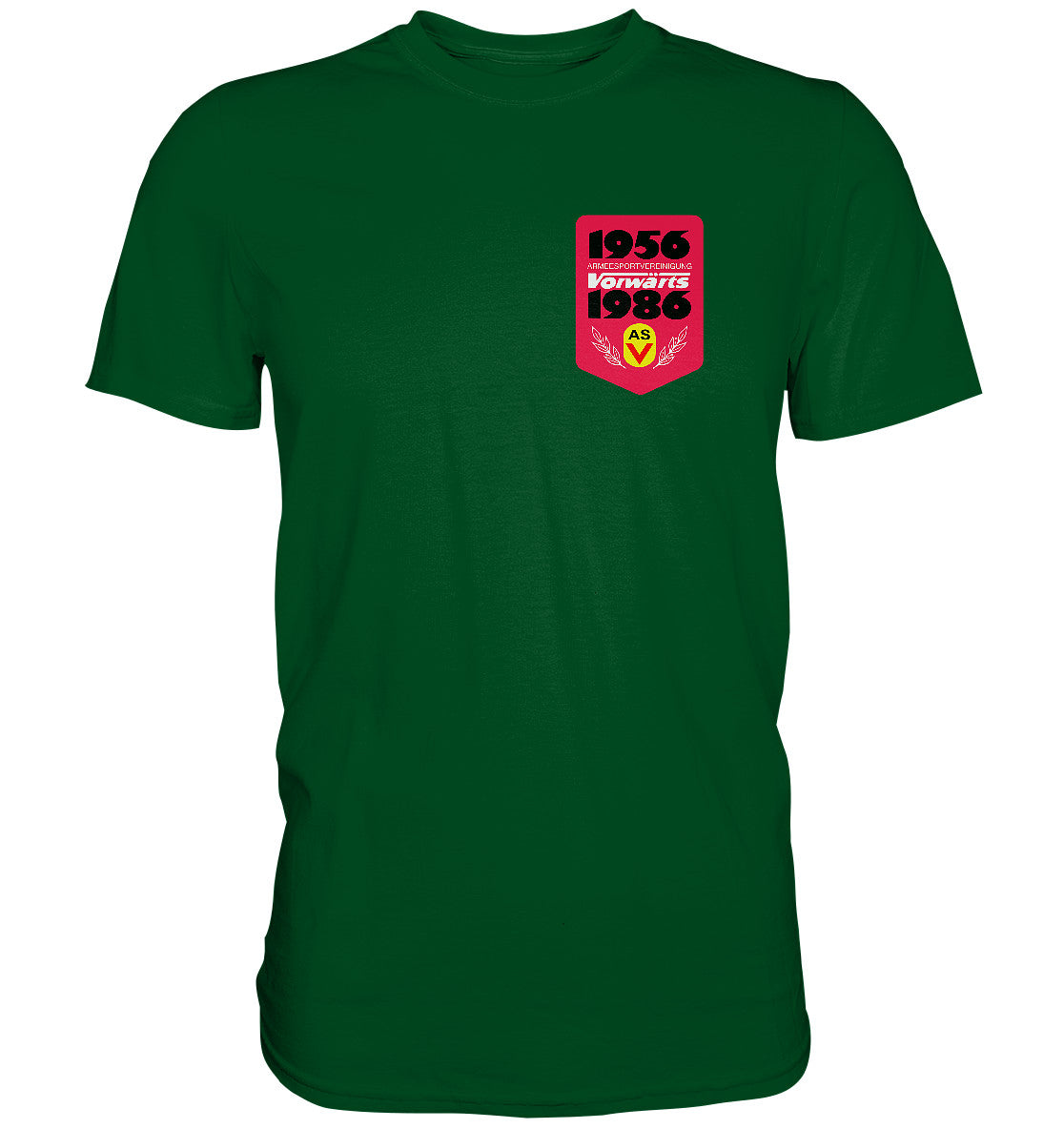 PREMIUM SHIRT UNISEX • ARMEESPORTVEREINIGUNG VORWÄRTS 1956-1986, BRUST BADGE