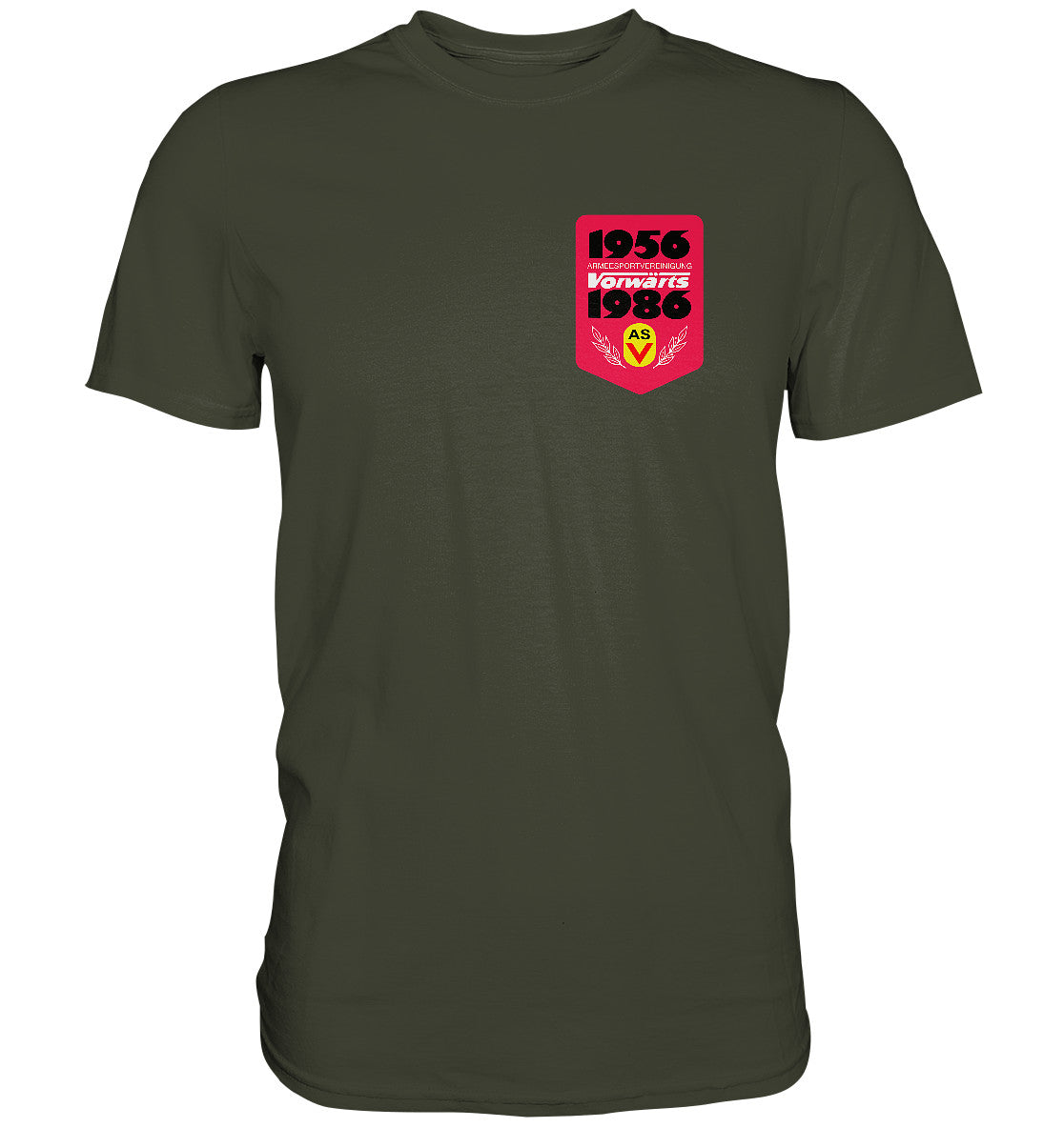 PREMIUM SHIRT UNISEX • ARMEESPORTVEREINIGUNG VORWÄRTS 1956-1986, BRUST BADGE