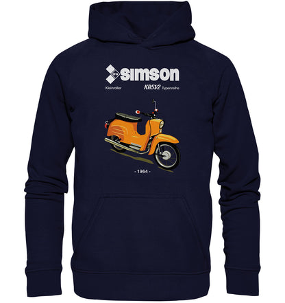 PREMIUM HOODIE UNISEX • SIMSON SCHWALBE KR51-2 (ORIGINALPROSPEKT 1964)