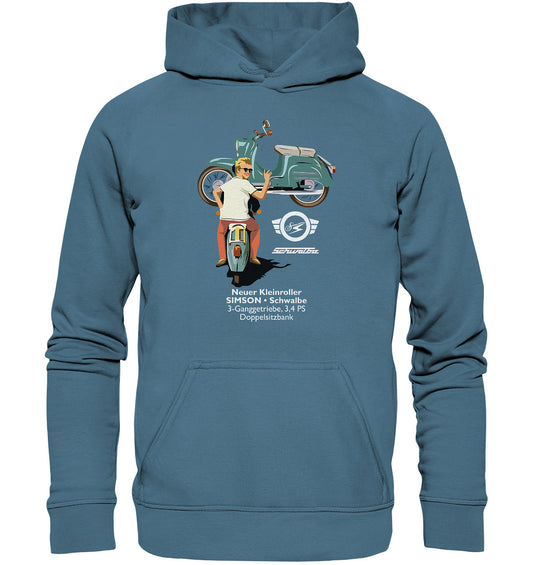 PREMIUM HOODIE UNISEX • SIMSON SCHWALBE - ORIGINAL WERBUNG 1964 - PLAKAT