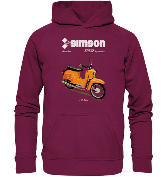 PREMIUM HOODIE UNISEX • SIMSON SCHWALBE KR51-2 (ORIGINALPROSPEKT 1964)