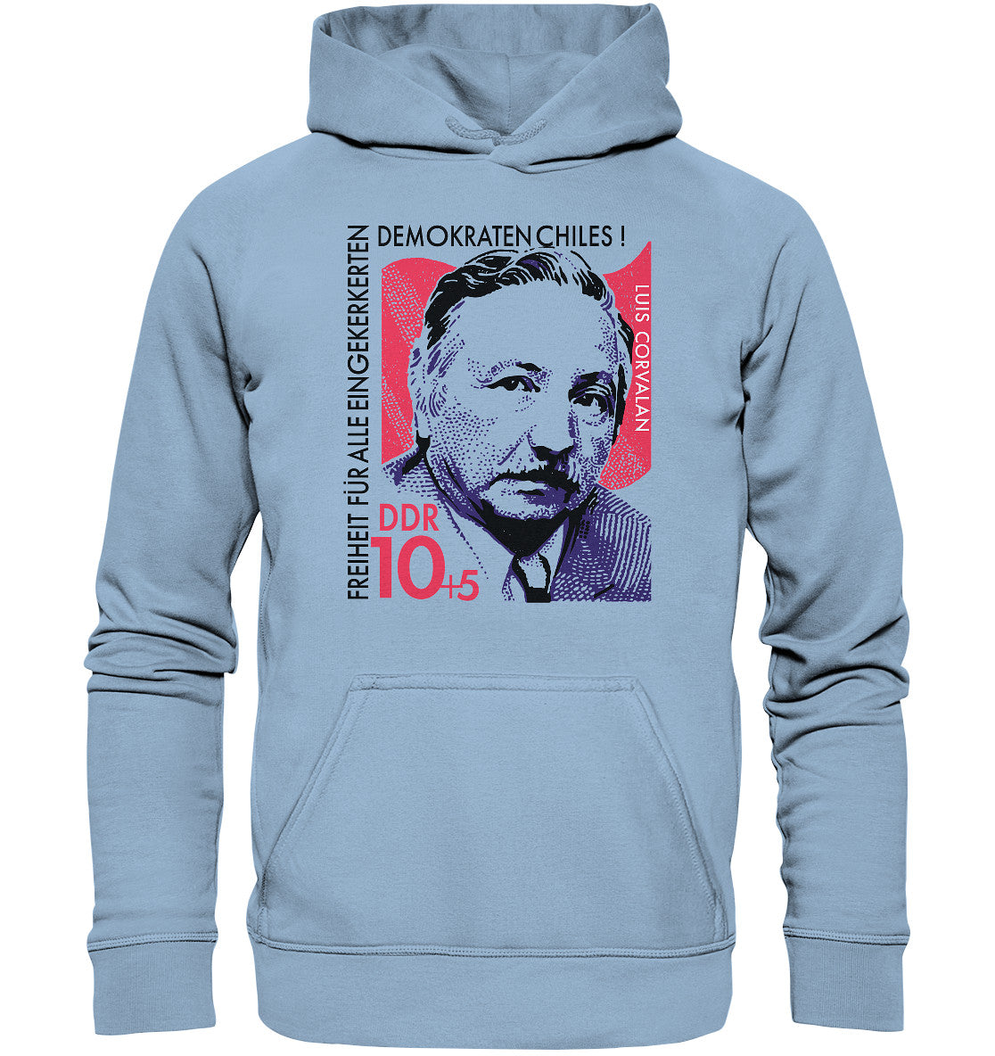 PREMIUM HOODIE UNISEX • DDR BRIEFMARKE - FREIHEIT FÜR LUIS CORVALAN