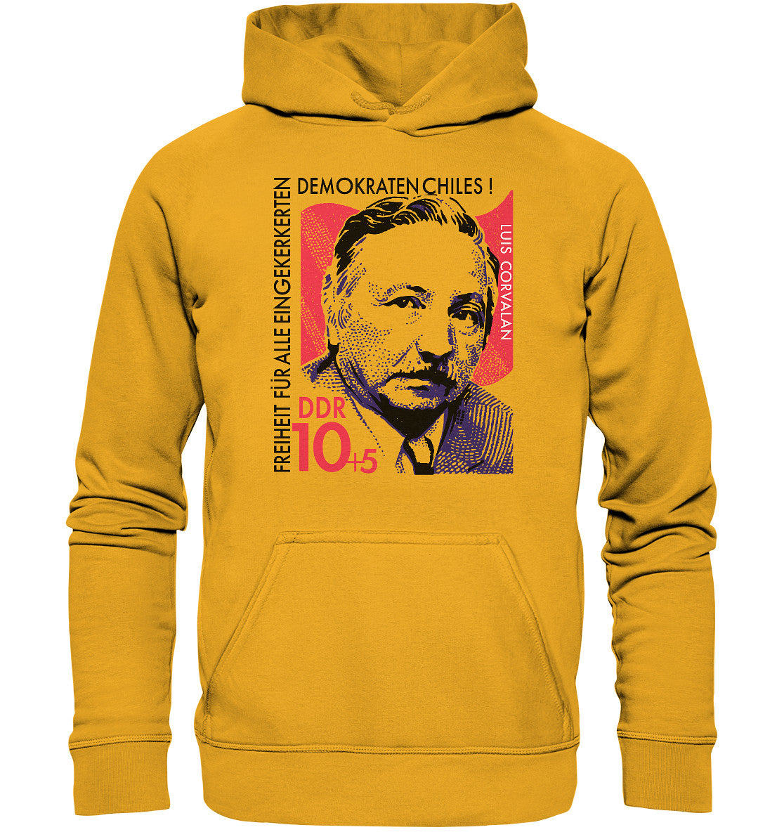 PREMIUM HOODIE UNISEX • DDR BRIEFMARKE - FREIHEIT FÜR LUIS CORVALAN