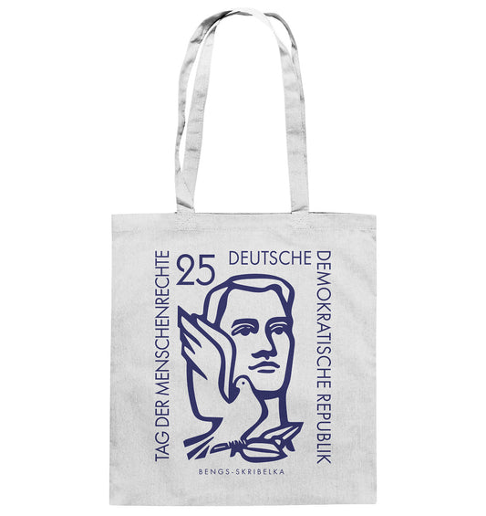 BAUMWOLLTASCHE • DDR BRIEFMARKE - TAG DER MENSCHENRECHTE