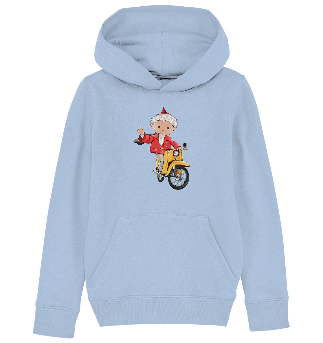 KINDER ORGANIC KAPUZENHOODIE • UNSER SANDMÄNNCHEN - AUF DER SCHWALBE - ROT (PU-137, 1973)