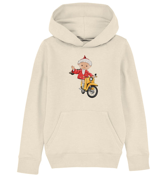 KINDER ORGANIC KAPUZENHOODIE • UNSER SANDMÄNNCHEN - AUF DER SCHWALBE - ROT (PU-137, 1973)