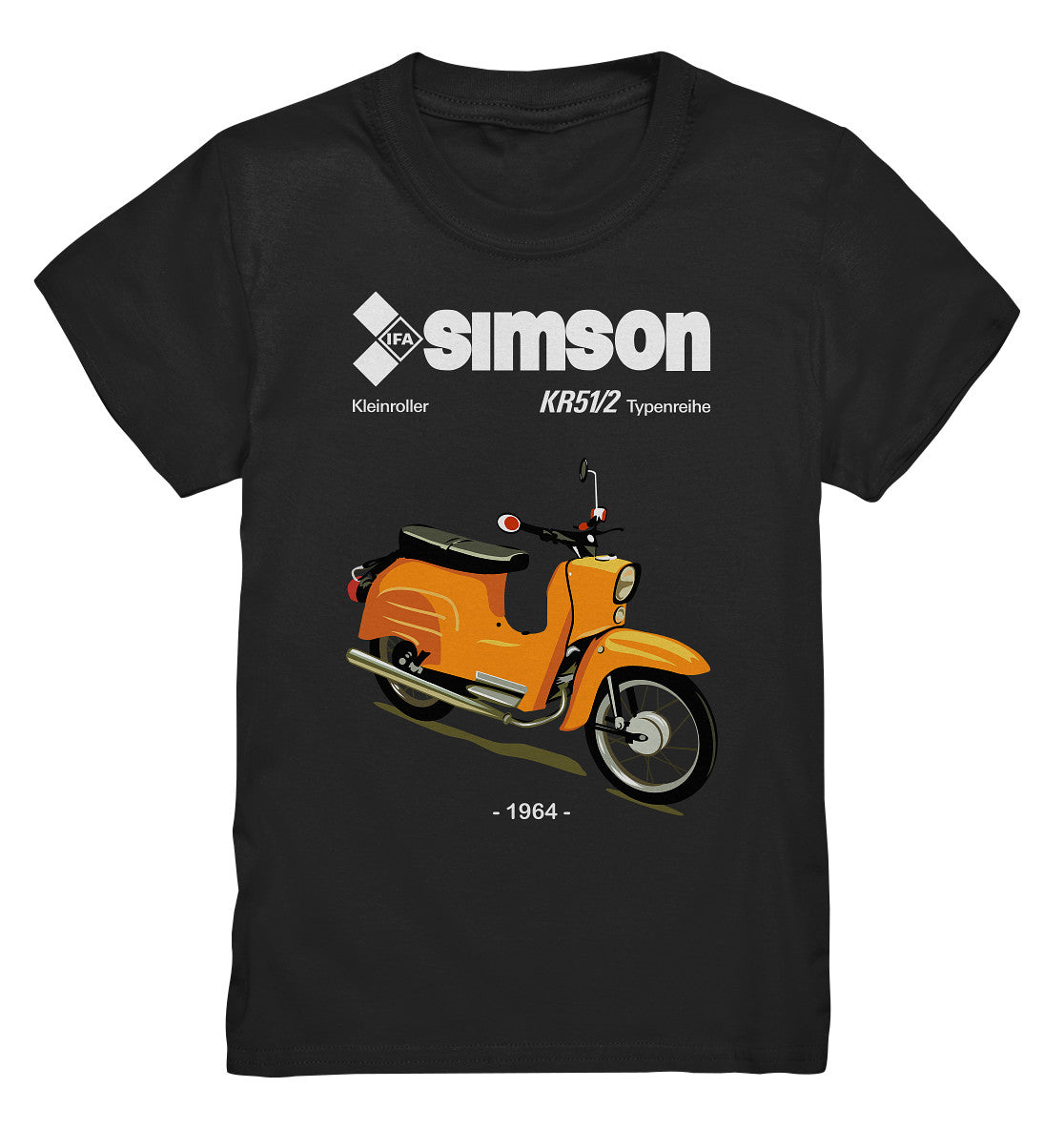 KINDER PREMIUM SHIRT • SIMSON SCHWALBE KR51-2 (ORIGINALPROSPEKT 1964)