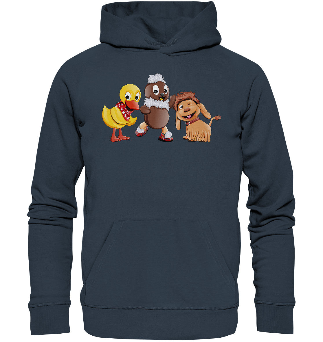 PREMIUM ORGANIC HOODIE UNISEX • UNSER SANDMÄNNCHEN - PITTI, MOPPI & SCHNATTERINCHEN