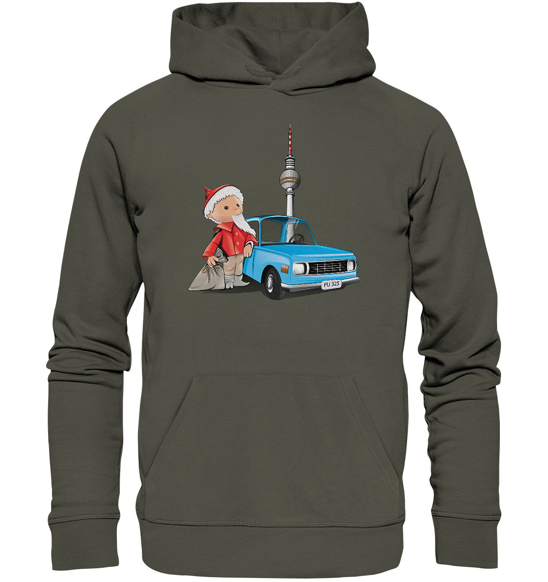 PREMIUM ORGANIC HOODIE UNISEX • UNSER SANDMÄNNCHEN - MIT WARTBURG IN BERLIN (PU-325)