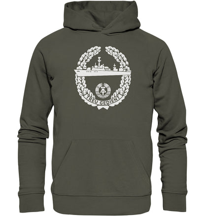 PREMIUM ORGANIC HOODIE UNISEX • NVA-ORDEN - TREU GEDIENT - MARINE, SEESTREITKRÄFTE