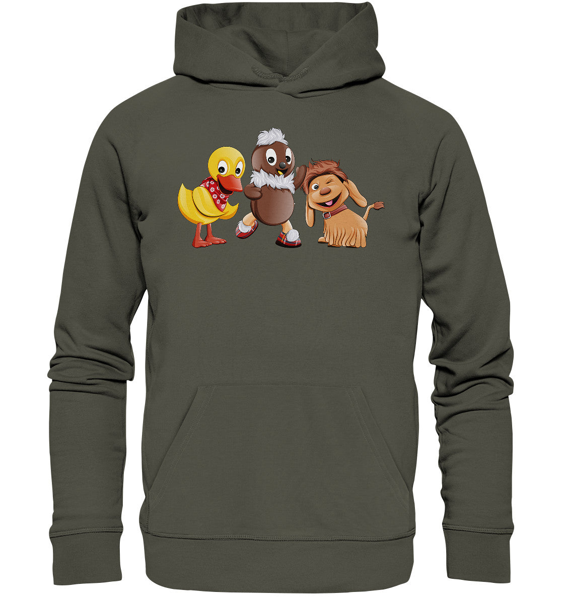 PREMIUM ORGANIC HOODIE UNISEX • UNSER SANDMÄNNCHEN - PITTI, MOPPI & SCHNATTERINCHEN