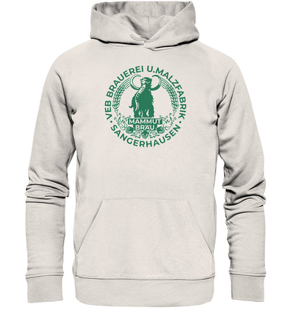 PREMIUM ORGANIC HOODIE UNISEX • VEB BRAUEREI SANGERHAUSEN - MAMMUT BRÄU monochrom