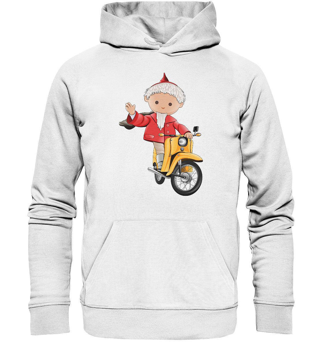 PREMIUM ORGANIC HOODIE UNISEX • UNSER SANDMÄNNCHEN - AUF DER SCHWALBE - ROT (PU-137, 1973)