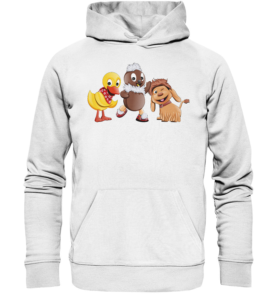 PREMIUM ORGANIC HOODIE UNISEX • UNSER SANDMÄNNCHEN - PITTI, MOPPI & SCHNATTERINCHEN