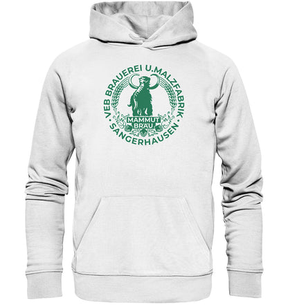 PREMIUM ORGANIC HOODIE UNISEX • VEB BRAUEREI SANGERHAUSEN - MAMMUT BRÄU monochrom