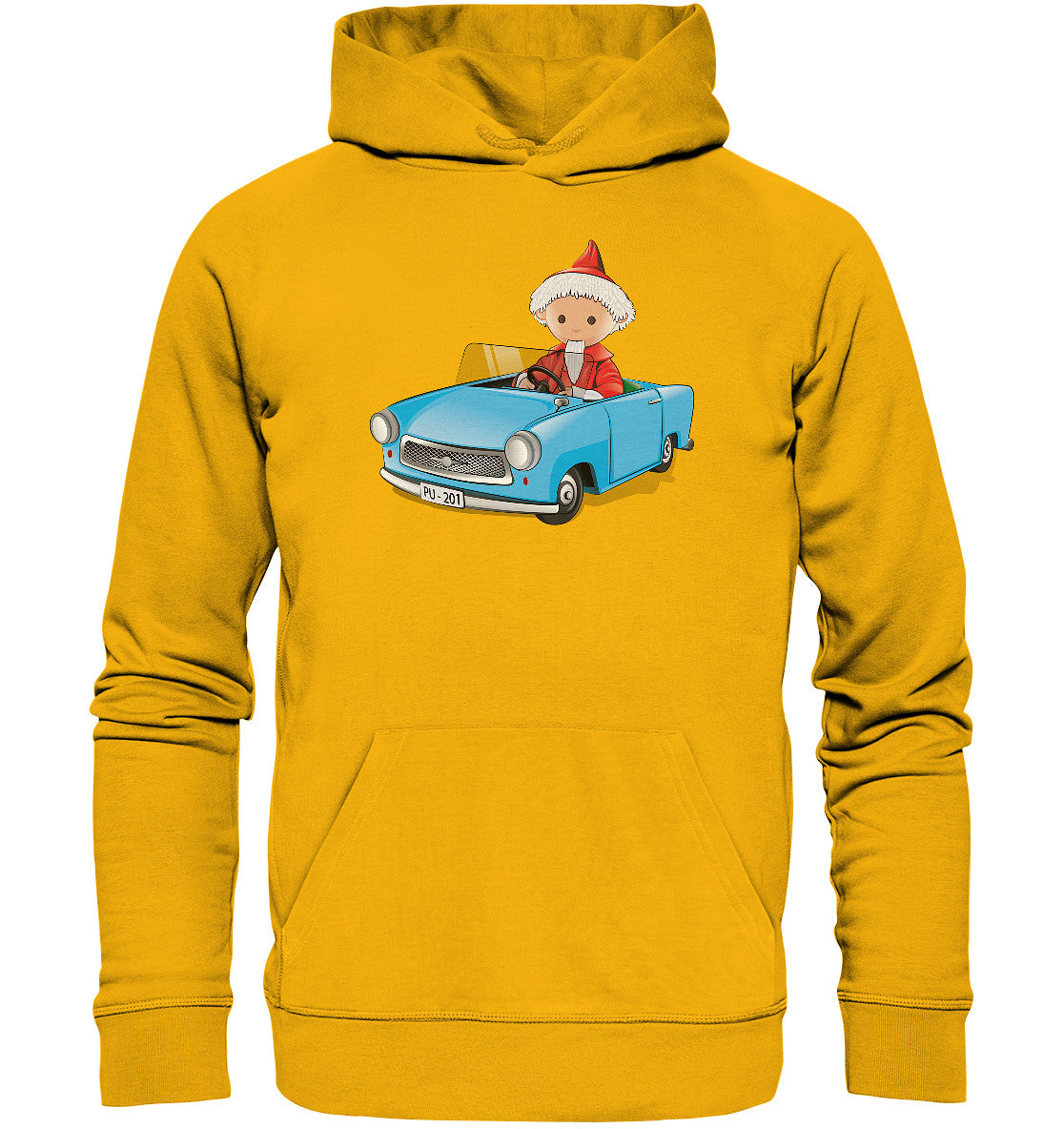 PREMIUM ORGANIC HOODIE UNISEX • UNSER SANDMÄNNCHEN - TRABI-CRUISER (PU-201)