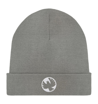 ORGANIC BEANIE BESTICKT • KLEINE WEISSE FRIEDENSTAUBE