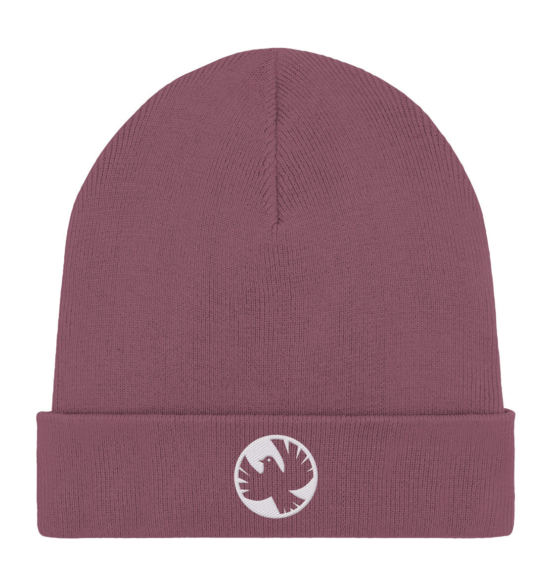 ORGANIC BEANIE BESTICKT • KLEINE WEISSE FRIEDENSTAUBE