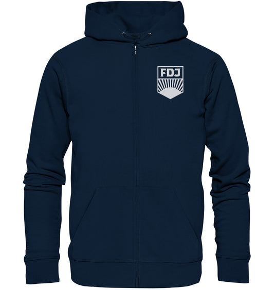 ORGANIC HOODIE ZIPPER BESTICKT • FDJ - WEISS