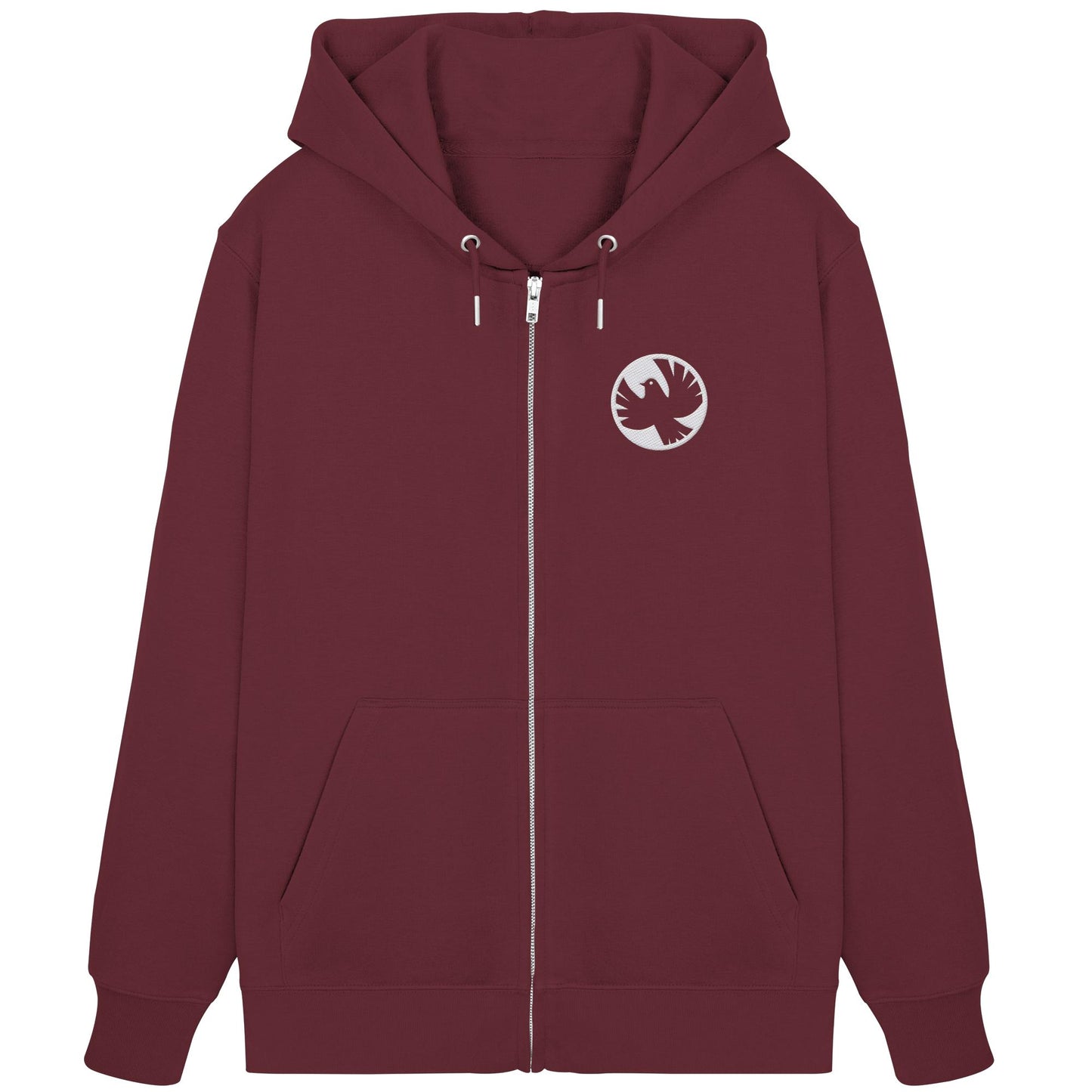 ORGANIC HOODIE ZIPPER BESTICKT • KLEINE WEISSE FRIEDENSTAUBE