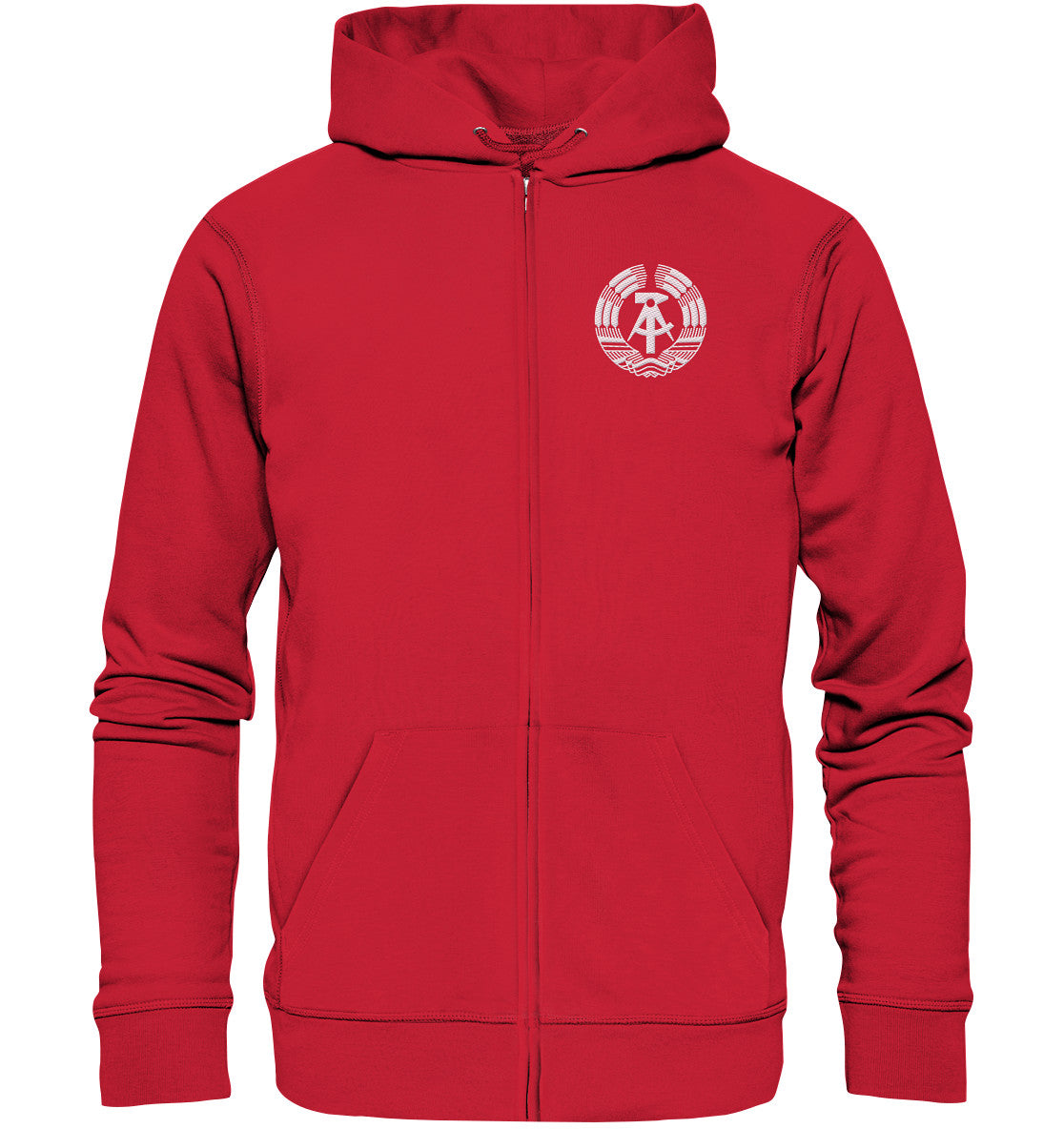 ORGANIC HOODIE ZIPPER BESTICKT • STAATSWAPPEN DDR MONOCHROM