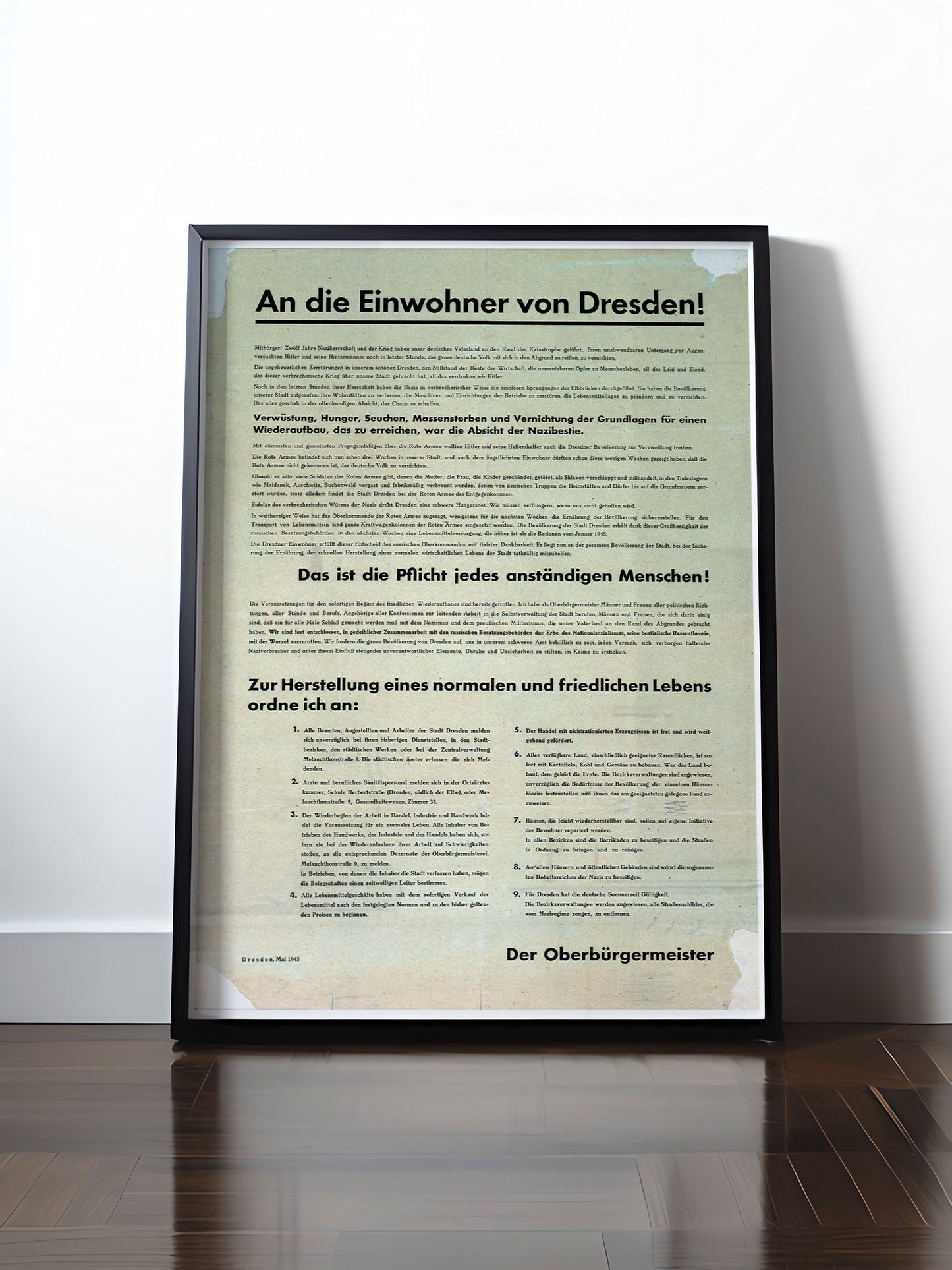 HISTORISCHES POSTER (A4 | A3 | A2 | A1) • DDR: AN DIE EINWOHNER VON DRESDEN