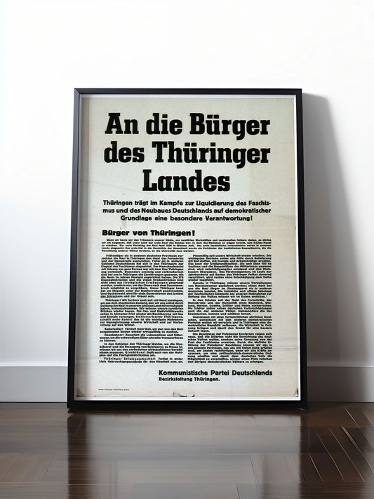 HISTORISCHES POSTER (A4 | A3 | A2 | A1) • DDR: AN DIE BÜRGER THÜRINGENS