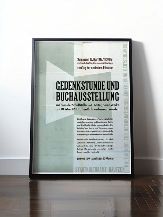 HISTORISCHES POSTER (A4 | A3 | A2 | A1) • DDR: GEDENKSTUNDE BÜCHERVERBRENNUNG