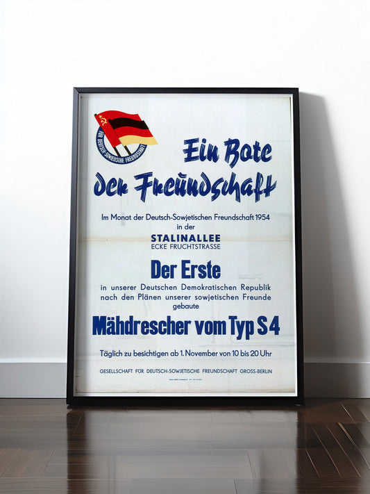 HISTORISCHES POSTER (A4 | A3 | A2 | A1) • DDR: DER ERSTE MÄHDRESCHER, 1954