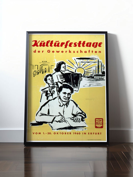 HISTORISCHES POSTER (A4 | A3 | A2 | A1) • KULTURFESTTAGE GEWERKSCHAFTEN ERFURT 1960