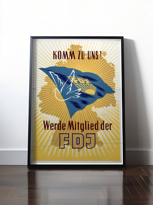 HISTORISCHES POSTER (A4 | A3 | A2 | A1) • DDR: FDJ - KOMM ZU UNS!