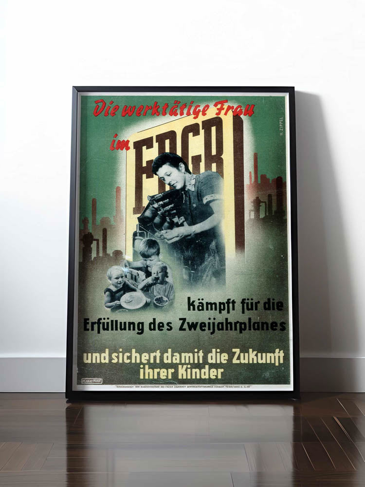 HISTORISCHES POSTER (A4 | A3 | A2 | A1) • DIE WERKTÄTIGE FRAU IM FDGB